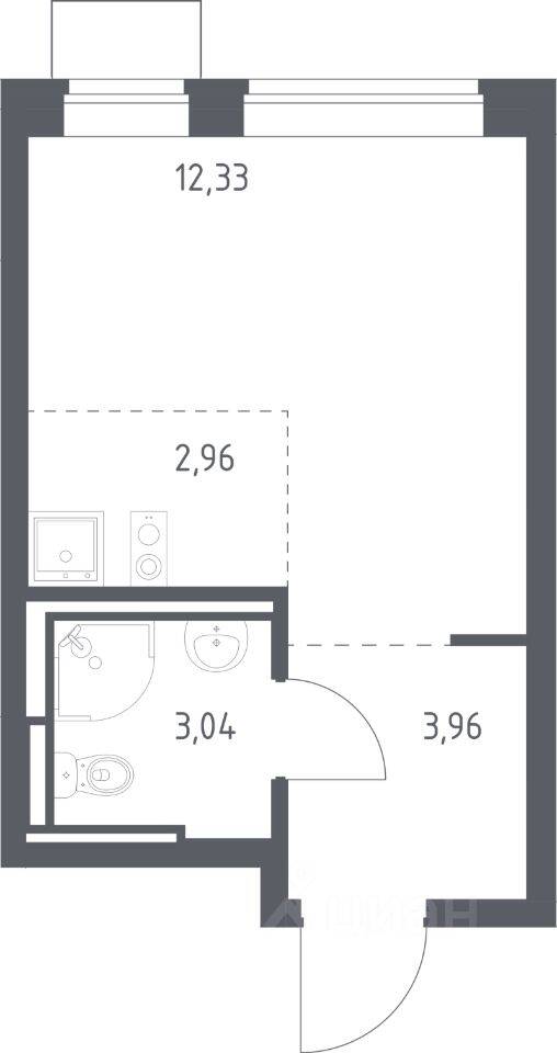 Квартира-студия, 22,29 м², в ЖК Богдановский Лес