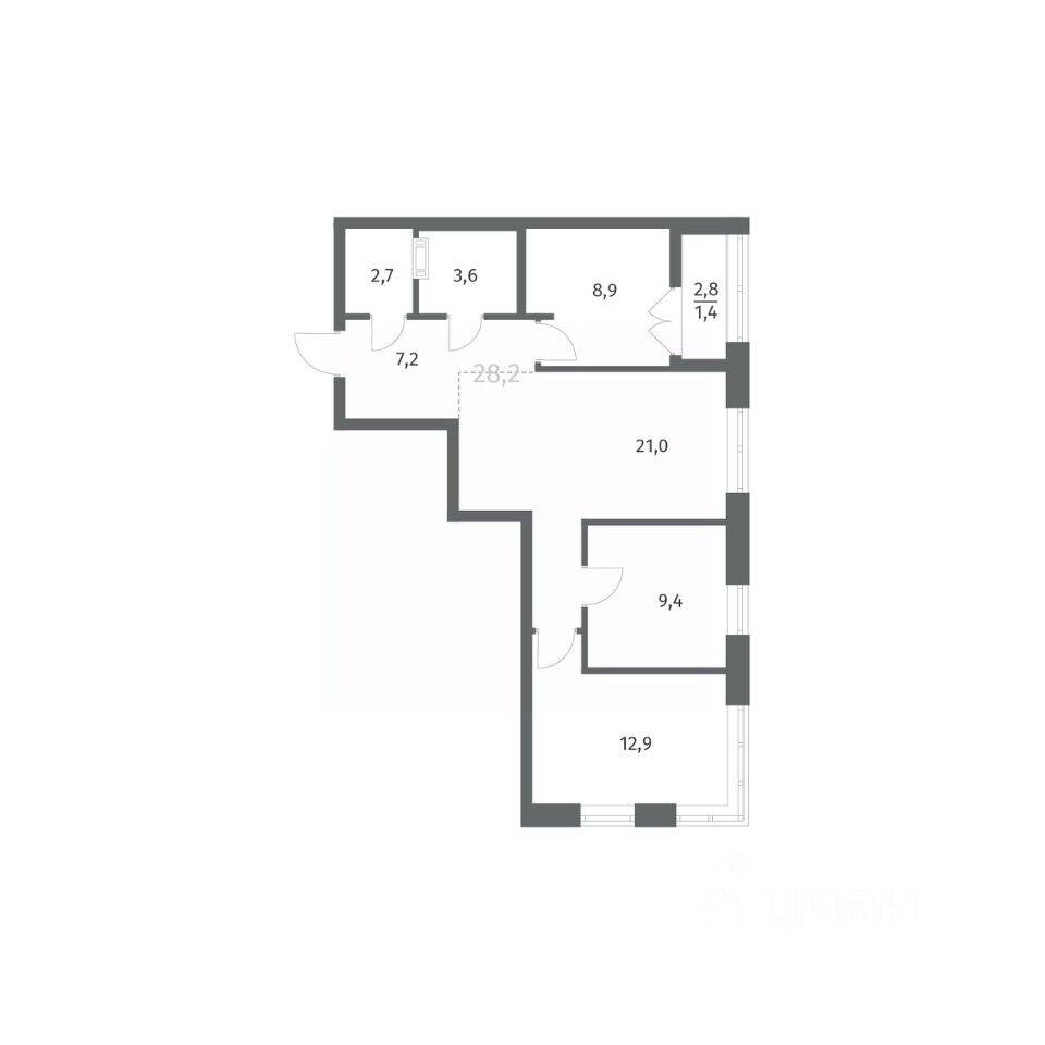 3-комн. квартира, 67,3 м², в ЖК NEWПИТЕР