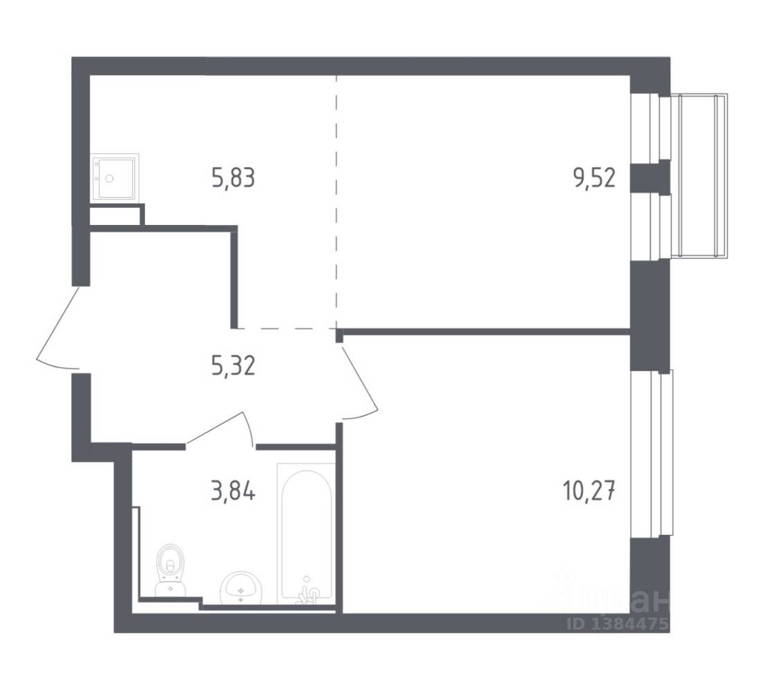1-комн. квартира, 34,78 м², в ЖК Рублевский Квартал