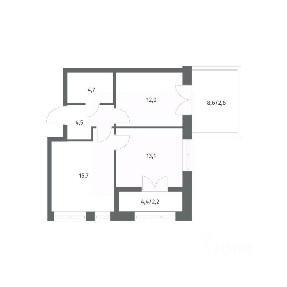 2-комн. квартира, 54,85 м², в ЖК NEWПИТЕР