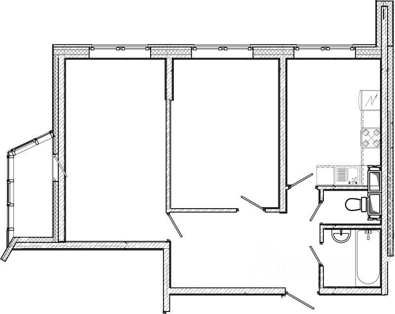Планировка 2 комнатной квартиры, 55 м², в «ТриДевяткино царство»