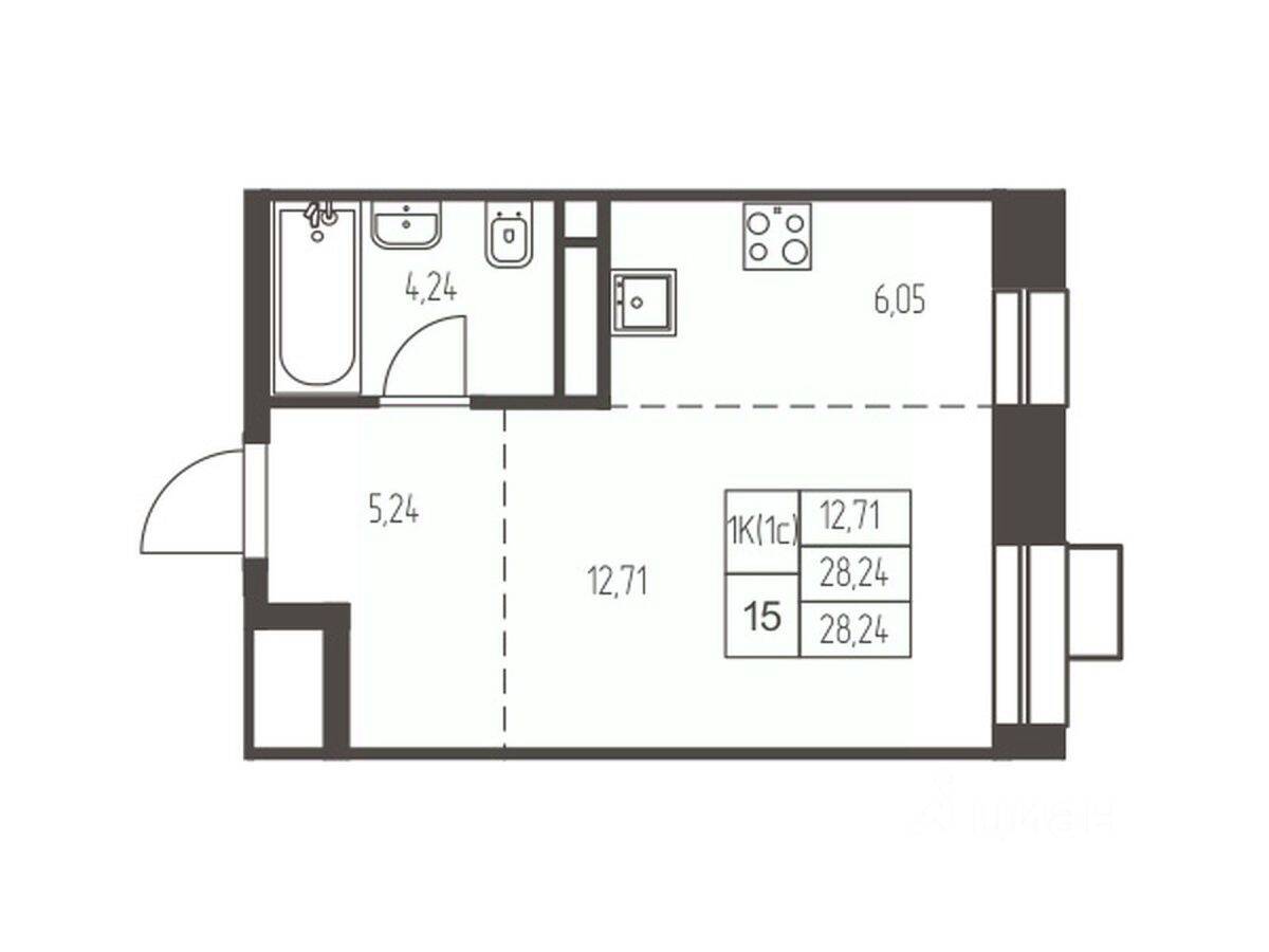 Квартира-студия, 28,2 м², в ЖК Новая Ивантеевка