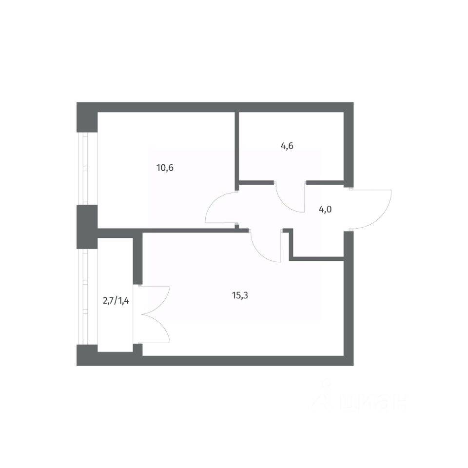 Планировка 1 комнатной квартиры, 35.85 м², в «NEWПИТЕР»