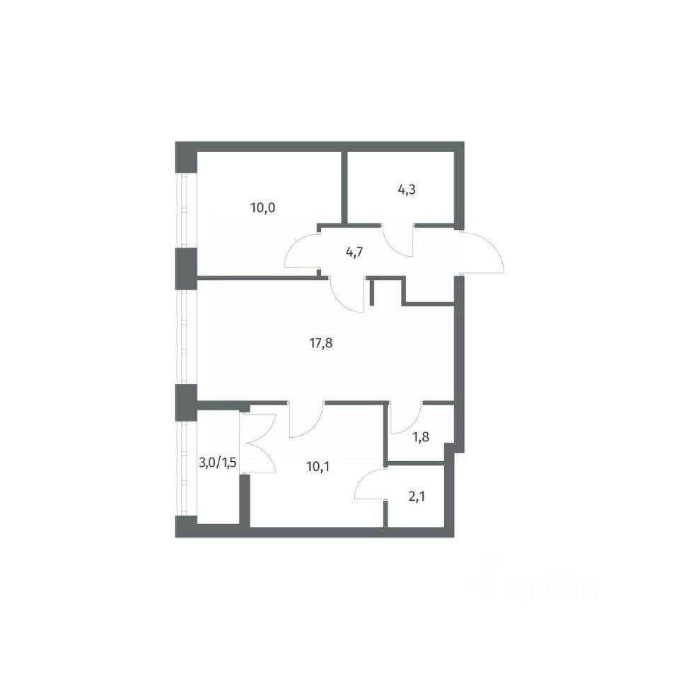 2-комн. квартира, 52,23 м², в ЖК NEWПИТЕР