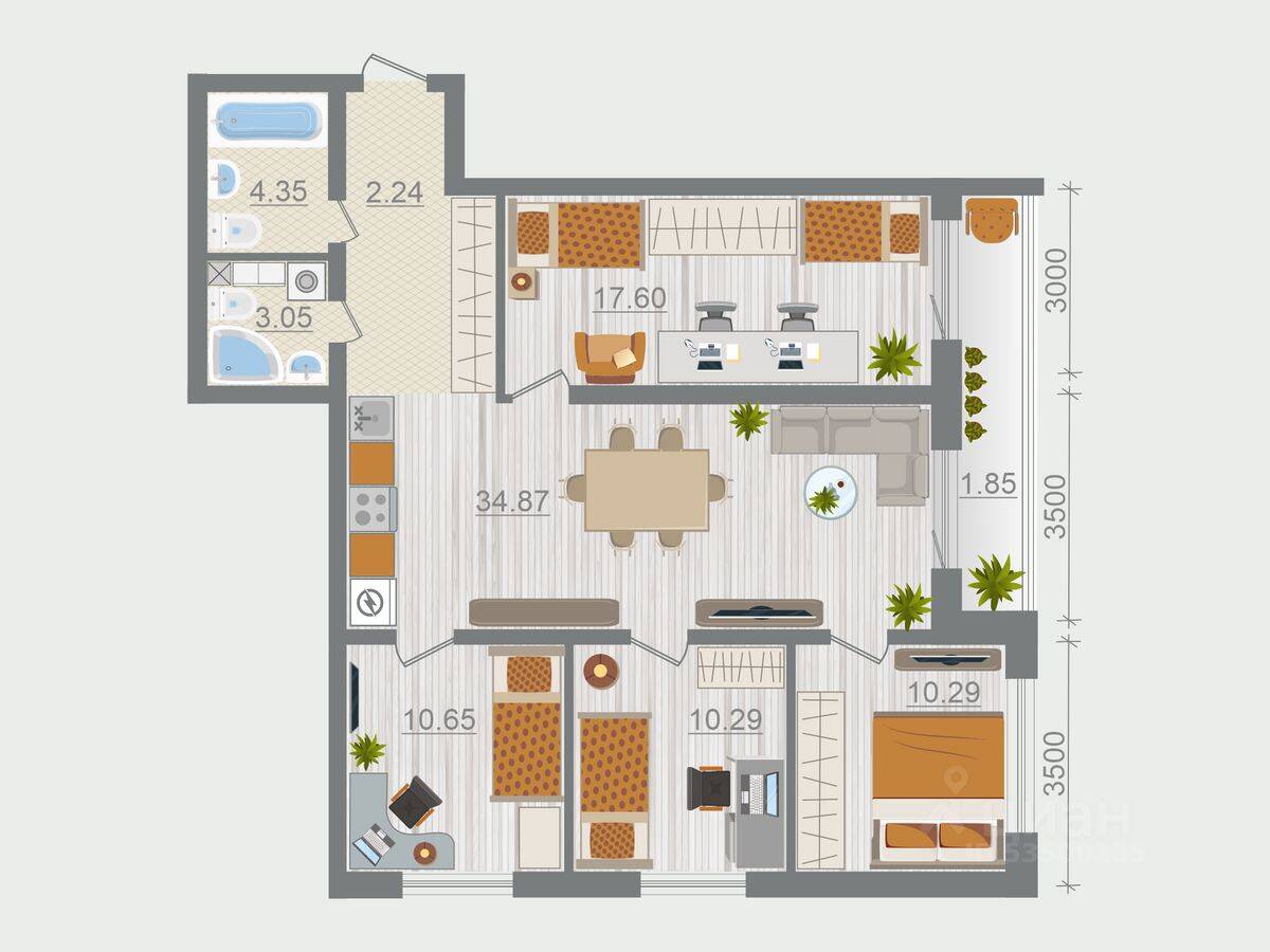 4-комн. квартира, 95,19 м², в ЖК Эко-квартал Гармония