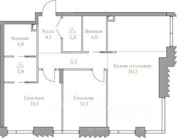 2-комн. квартира, 82,2 м², в ЖК Коллекция Лужники