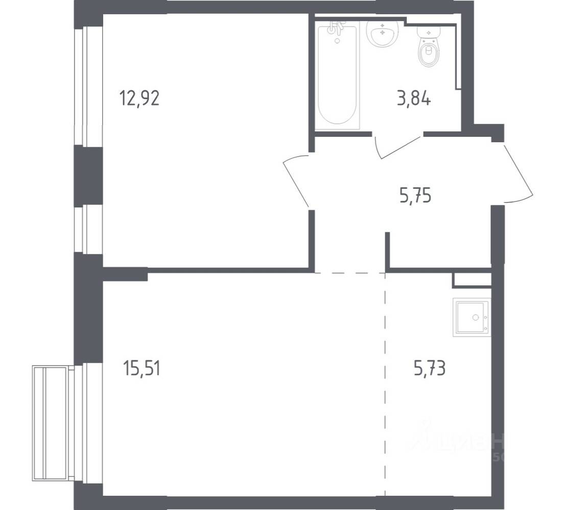 1-комн. квартира, 43,75 м², в ЖК Рублевский Квартал