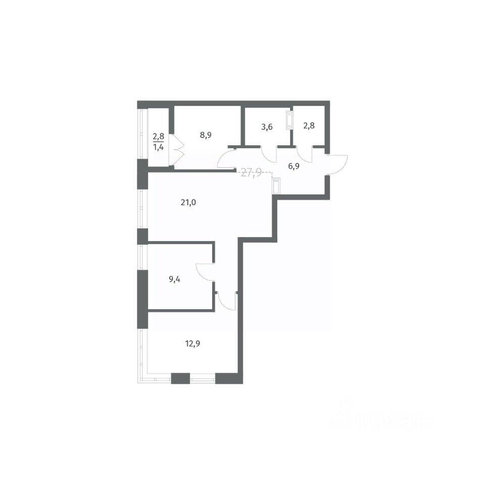 3-комн. квартира, 66,97 м², в ЖК NEWПИТЕР