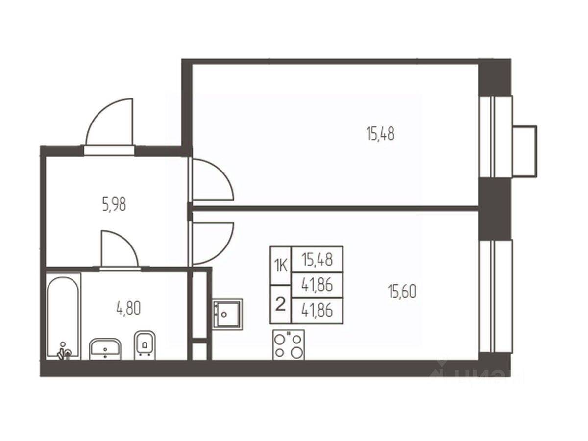 1-комн. квартира, 41,9 м², в ЖК Новая Ивантеевка