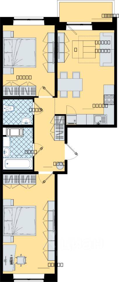 3-комн. квартира, 67,8 м², в ЖК «Северный Меридиан» (Бугры)