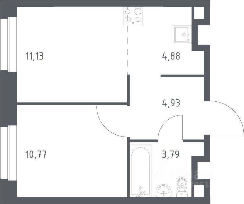1-комн. квартира, 35,5 м², в ЖК ЭкоБунино