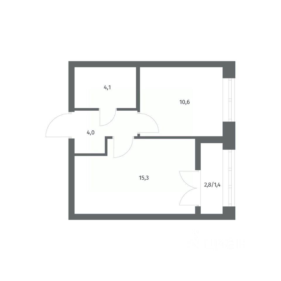 1-комн. квартира, 35,4 м², в ЖК NEWПИТЕР