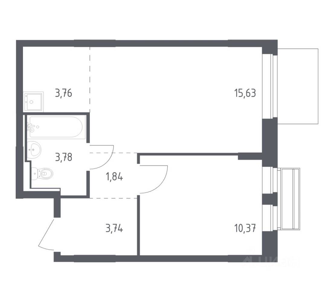1-комн. квартира, 39,12 м², в ЖК Рублевский Квартал