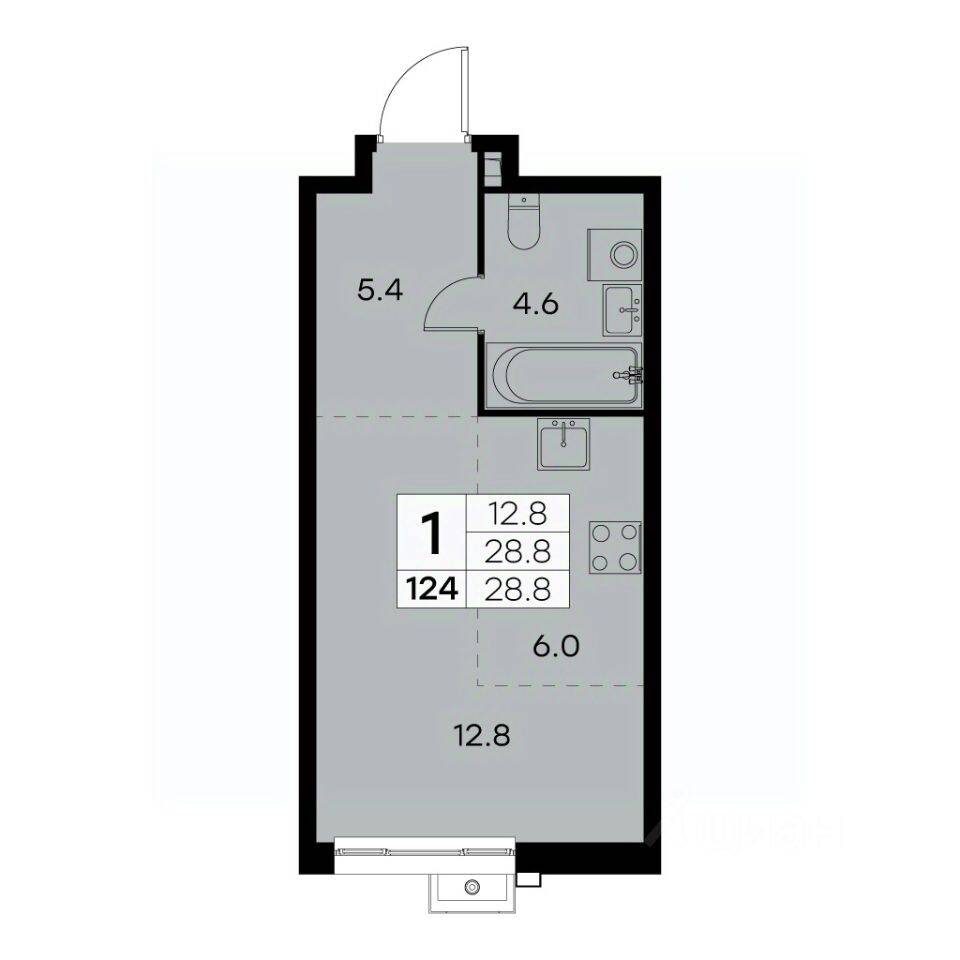 1-комн. квартира, 28,8 м², в ЖК Куркино 15