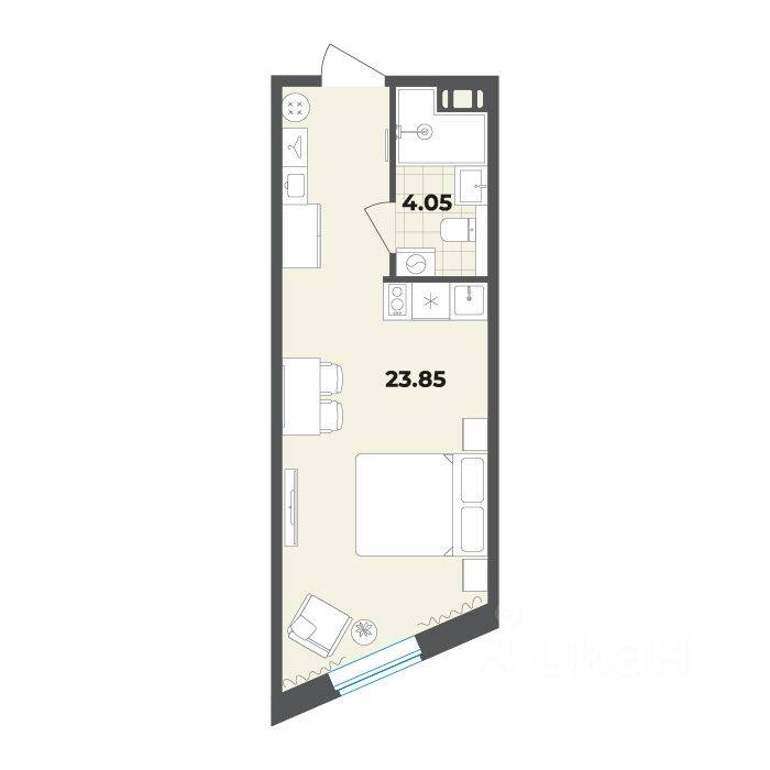 Квартира-студия, 27,9 м², в Апарт-комплекс Лиговский, 127