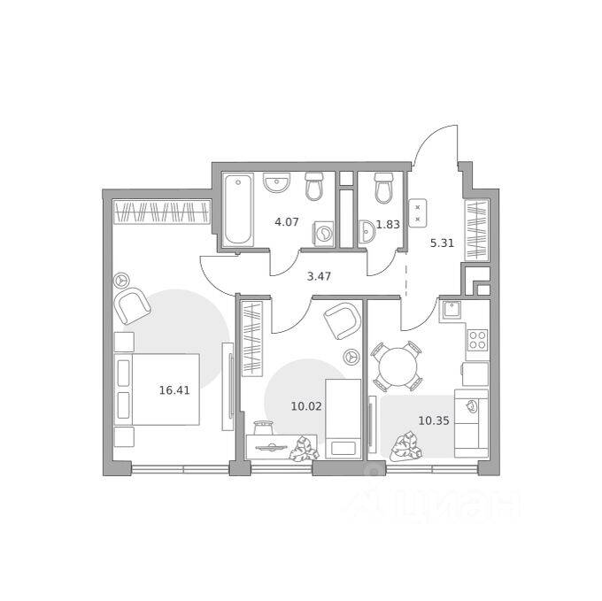 2-комн. квартира, 51,46 м², в ЖК «Нижегородская от Гранель»