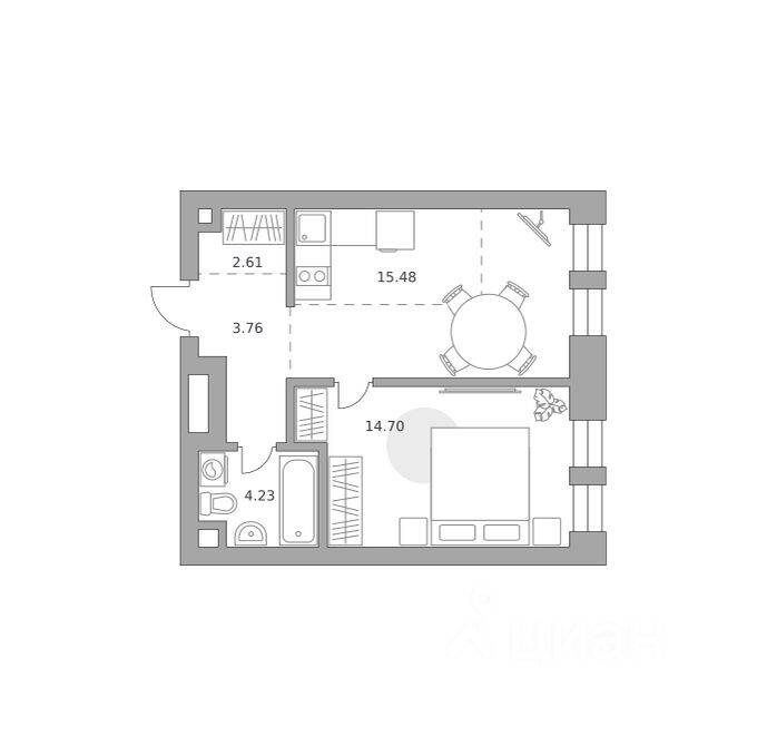 1-комн. квартира, 40,78 м², в МФК «Павелецкая от Гранель»
