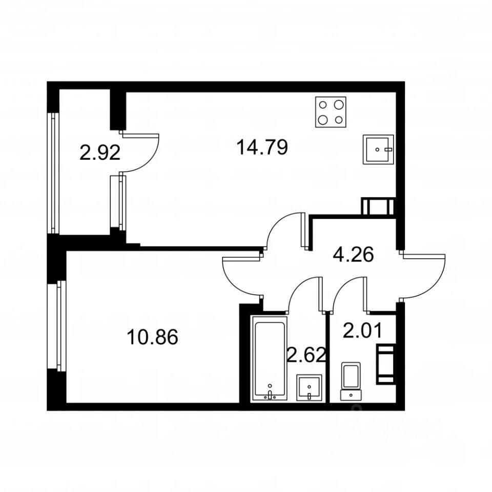 1-комн. квартира, 36 м², в ЖК Квартал Заречье