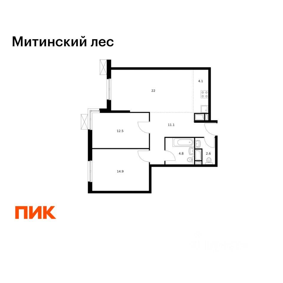 2-комн. квартира, 72 м², в ЖК Митинский лес