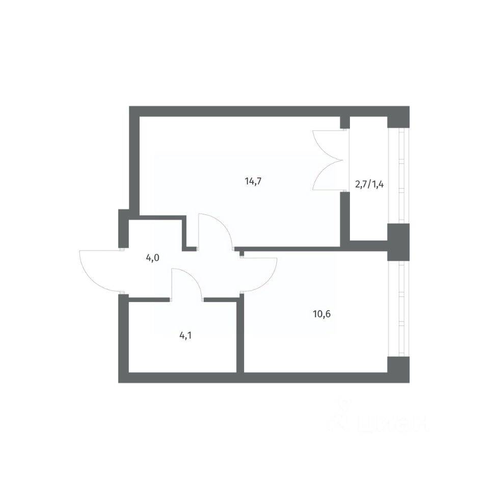 1-комн. квартира, 34,71 м², в ЖК NEWПИТЕР