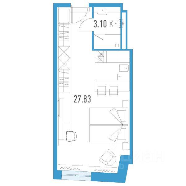 Квартира-студия, 30,93 м², в Апарт-комплекс YE’S LEADER