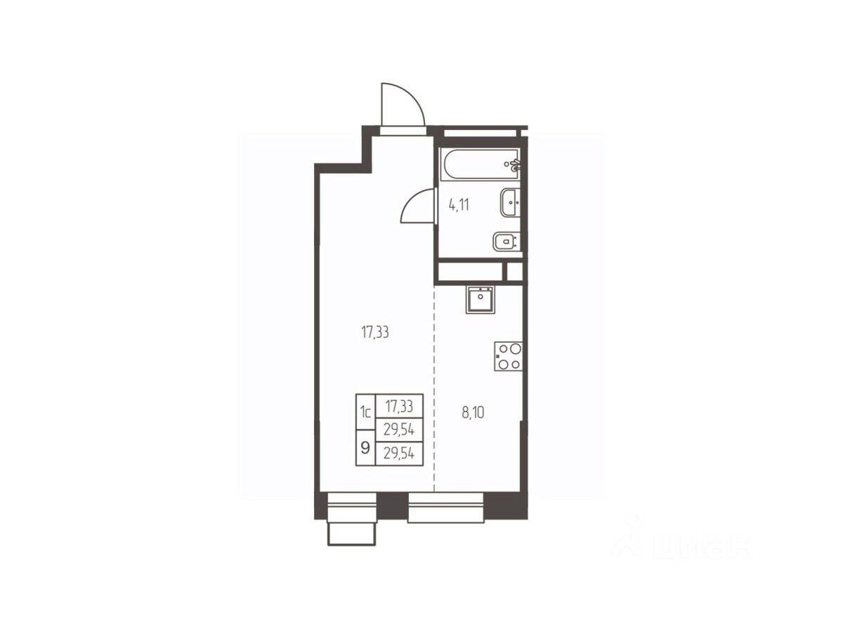 Квартира-студия, 29,5 м², в ЖК Новая Ивантеевка