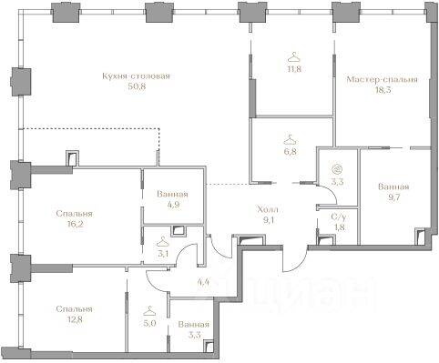 3-комн. квартира, 161,3 м², в ЖК Коллекция Лужники
