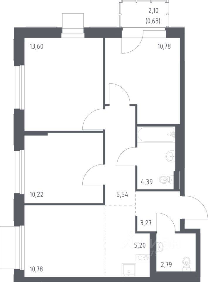 3-комн. квартира, 67,2 м², в ЖК Новое Внуково