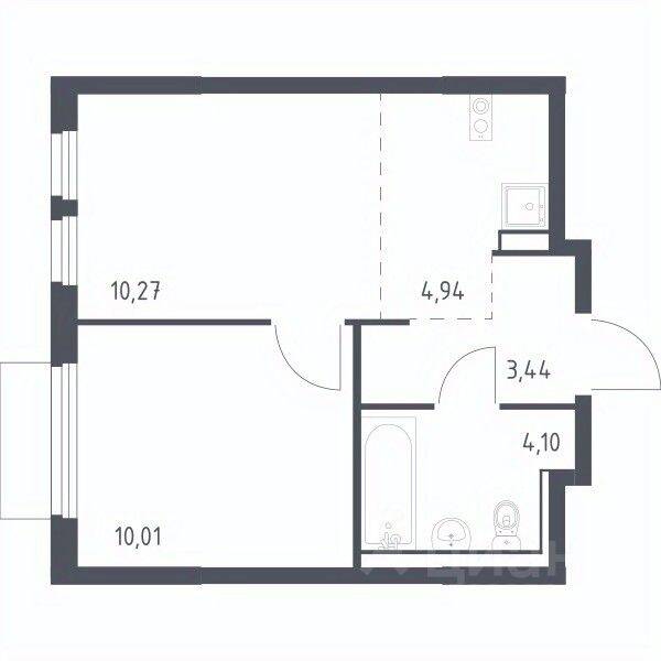 1-комн. квартира, 32,76 м², в ЖК «Пригород Лесное»