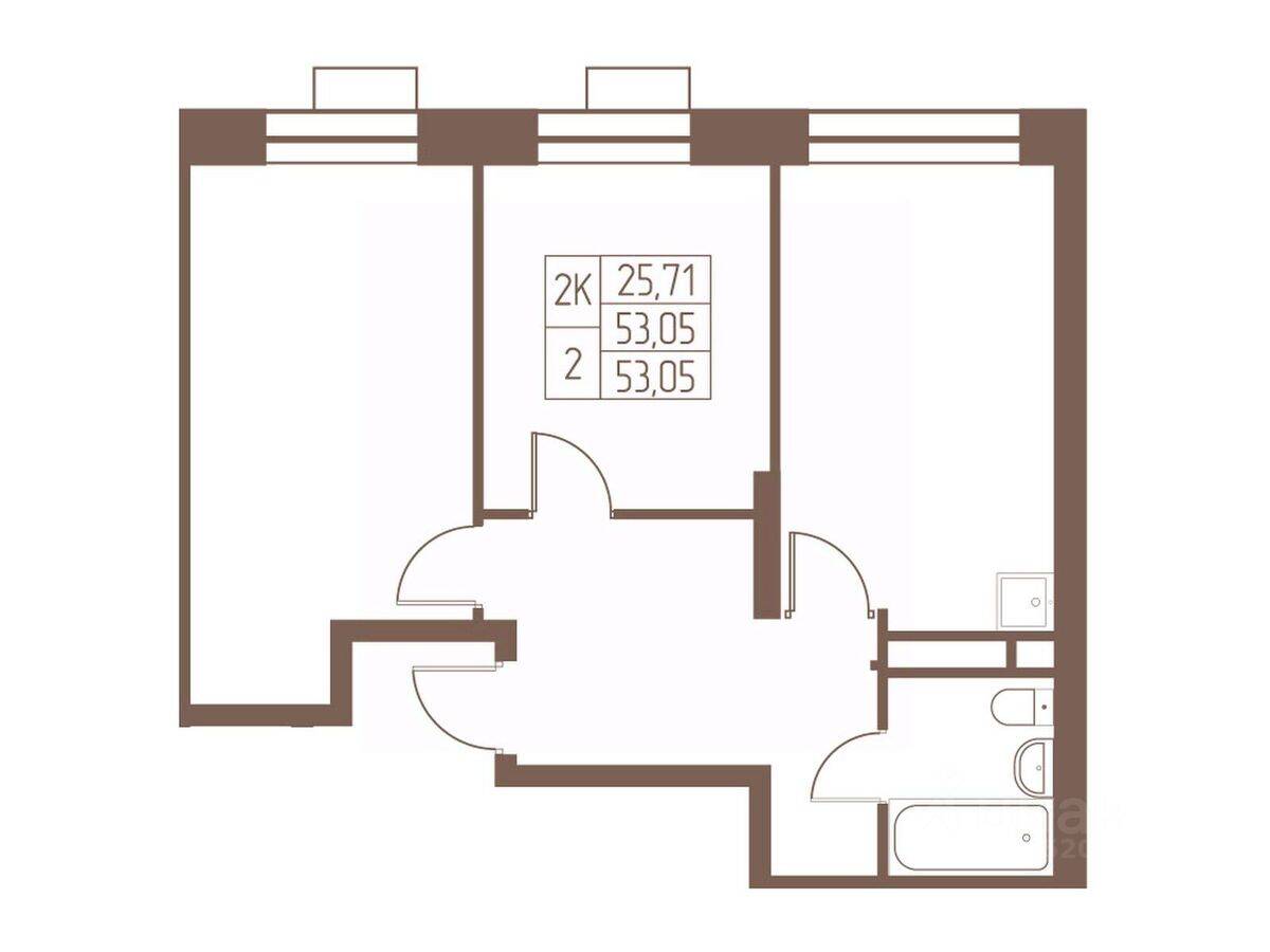 2-комн. квартира, 53,1 м², в ЖК Западная Ивантеевка