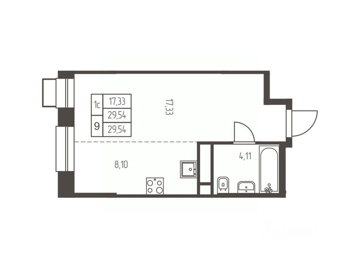 Квартира-студия, 29,5 м², в ЖК Новая Ивантеевка