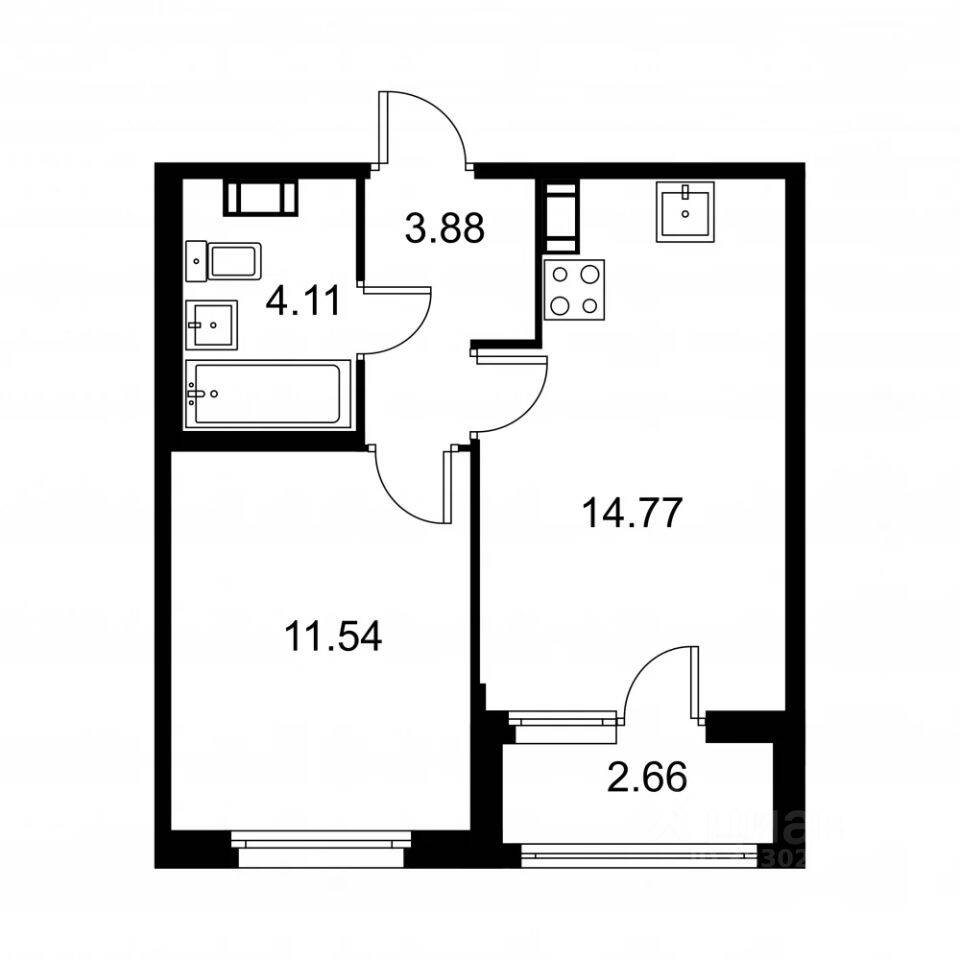 1-комн. квартира, 35,63 м², в ЖК Квартал Заречье