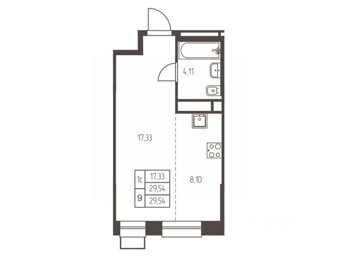 Квартира-студия, 29,5 м², в ЖК Новая Ивантеевка