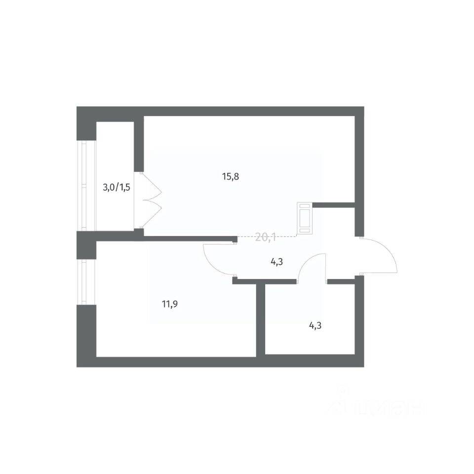 1-комн. квартира, 37,88 м², в ЖК NEWПИТЕР