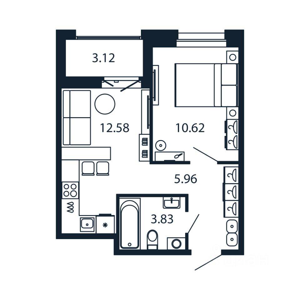 1-комн. квартира, 32,5 м², в ЖК Полис Новоселье