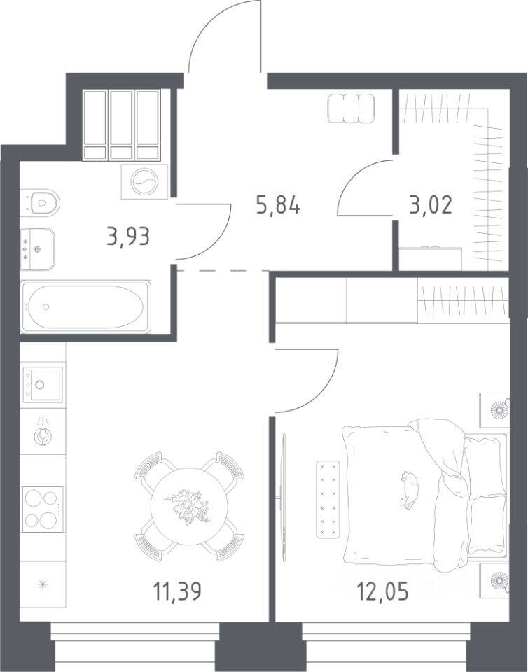 1-комн. квартира, 36,23 м², в Апарт-комплекс Тропарево парк