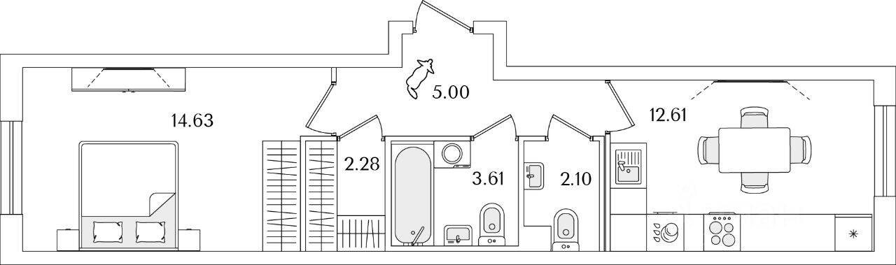 1-комн. квартира, 40,23 м², в ЖК Кинопарк