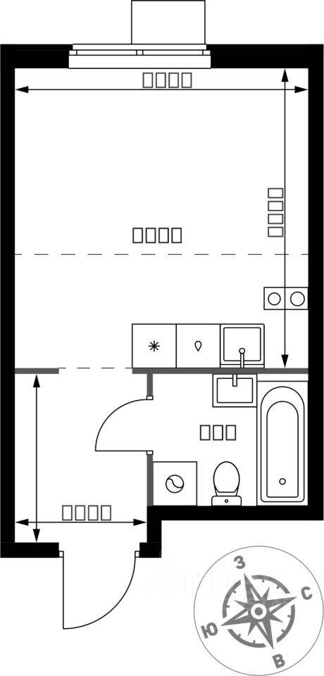 Планировка 1 комнатной квартиры, 24.4 м², в «1-й Химкинский»