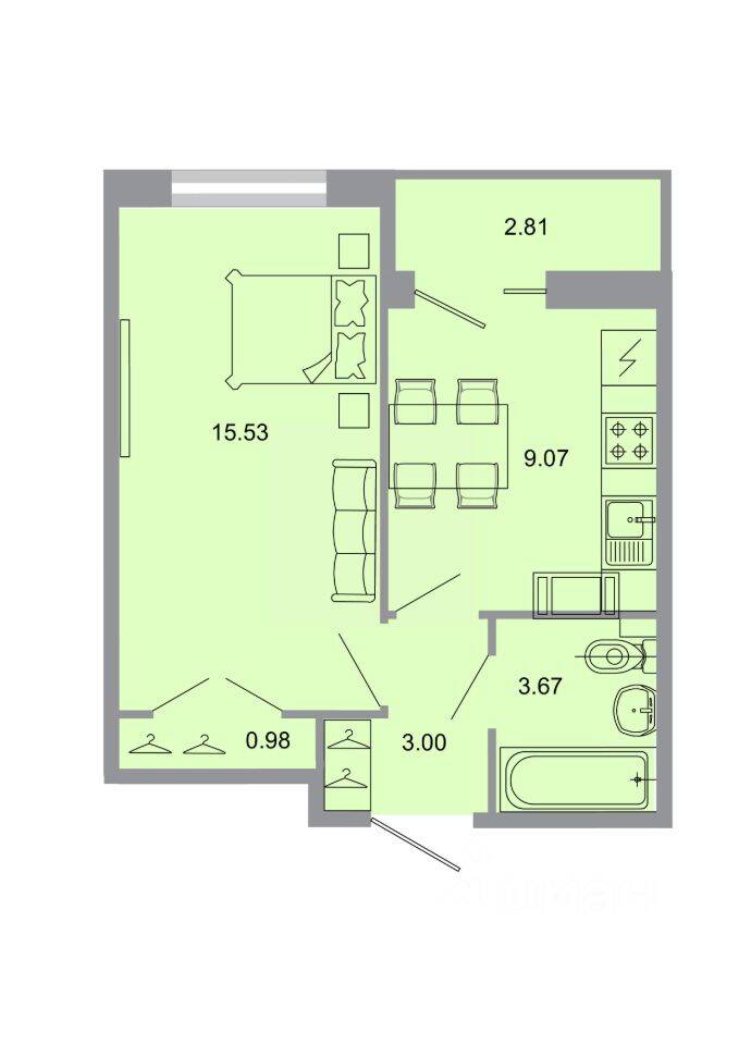 1-комн. квартира, 33 м², в ЖК Стороны света