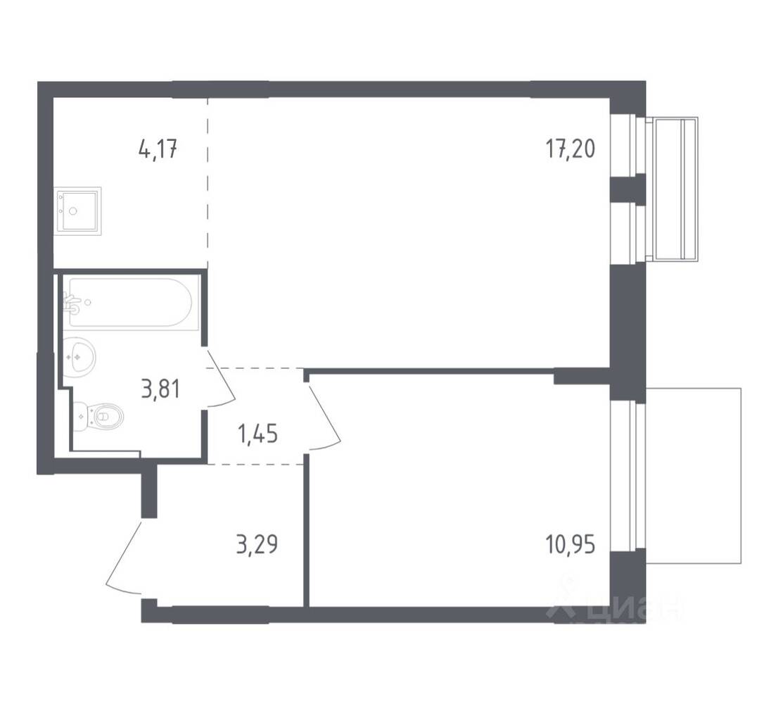 1-комн. квартира, 40,87 м², в ЖК Рублевский Квартал