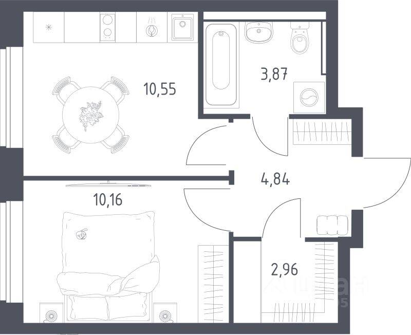 1-комн. квартира, 32 м², в ЖК «Пригород Лесное»