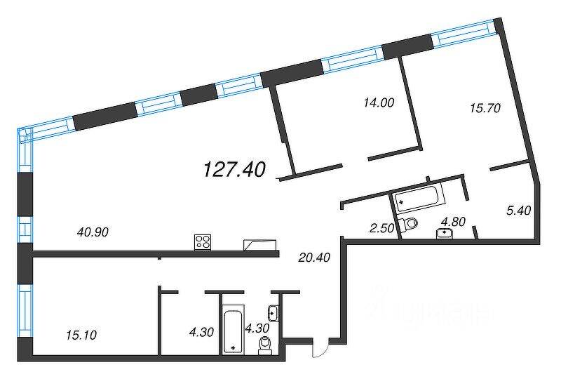 4-комн. квартира, 127,4 м², в ЖК ЛДМ