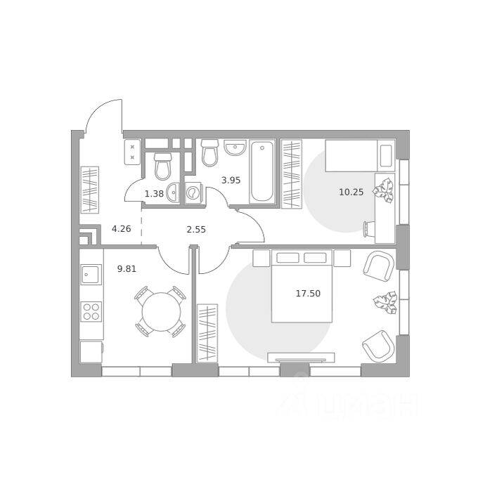 2-комн. квартира, 49,7 м², в ЖК «Нижегородская от Гранель»