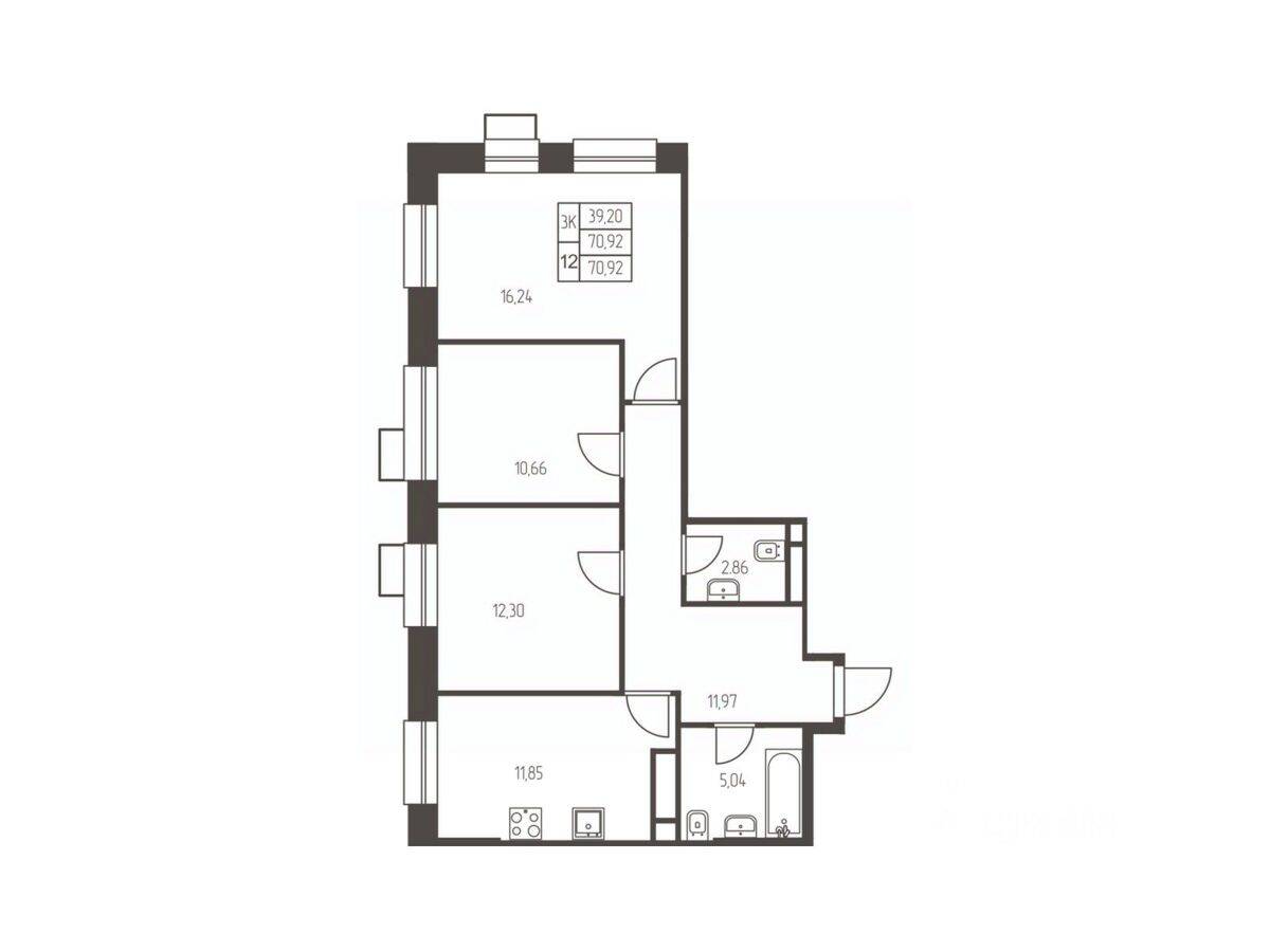 3-комн. квартира, 70,9 м², в ЖК Новая Ивантеевка