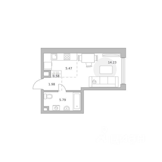 Квартира-студия, 28,05 м², в ЖК «Мнёвники от Гранель»