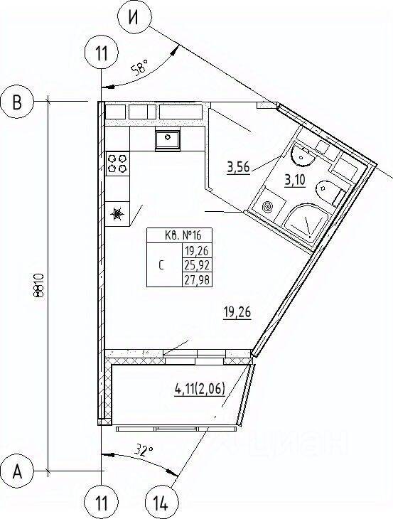 Квартира-студия, 27,98 м², в ЖК UP-квартал «Воронцовский»