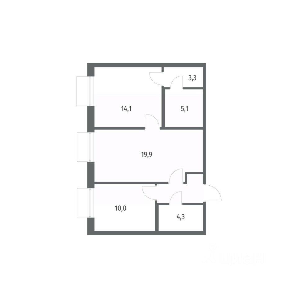 2-комн. квартира, 60,4 м², в ЖК Парусная 1