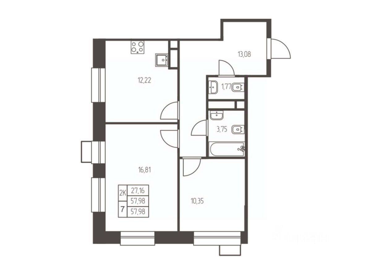 2-комн. квартира, 58 м², в ЖК Новая Ивантеевка