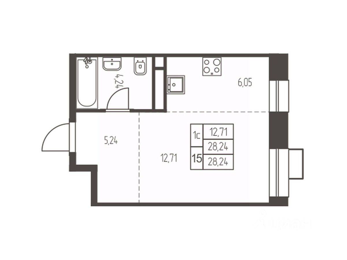 Квартира-студия, 28,2 м², в ЖК Новая Ивантеевка