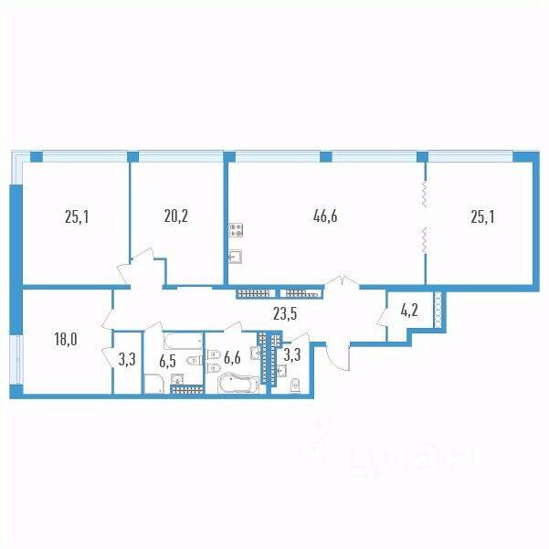 4-комн. квартира, 182,8 м², в ЖК Дефанс